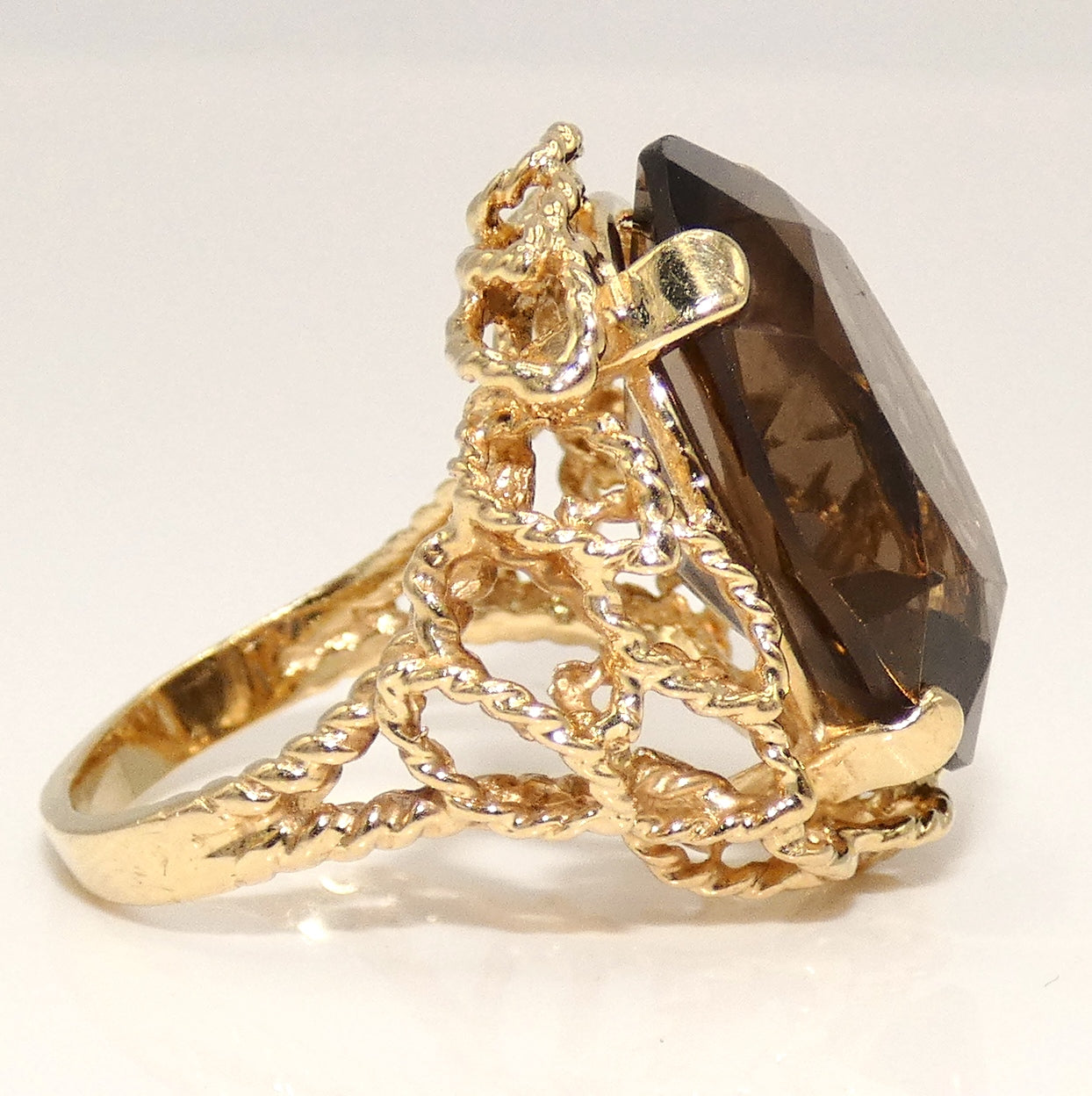 14K Gold Burnt Amethyst Ring