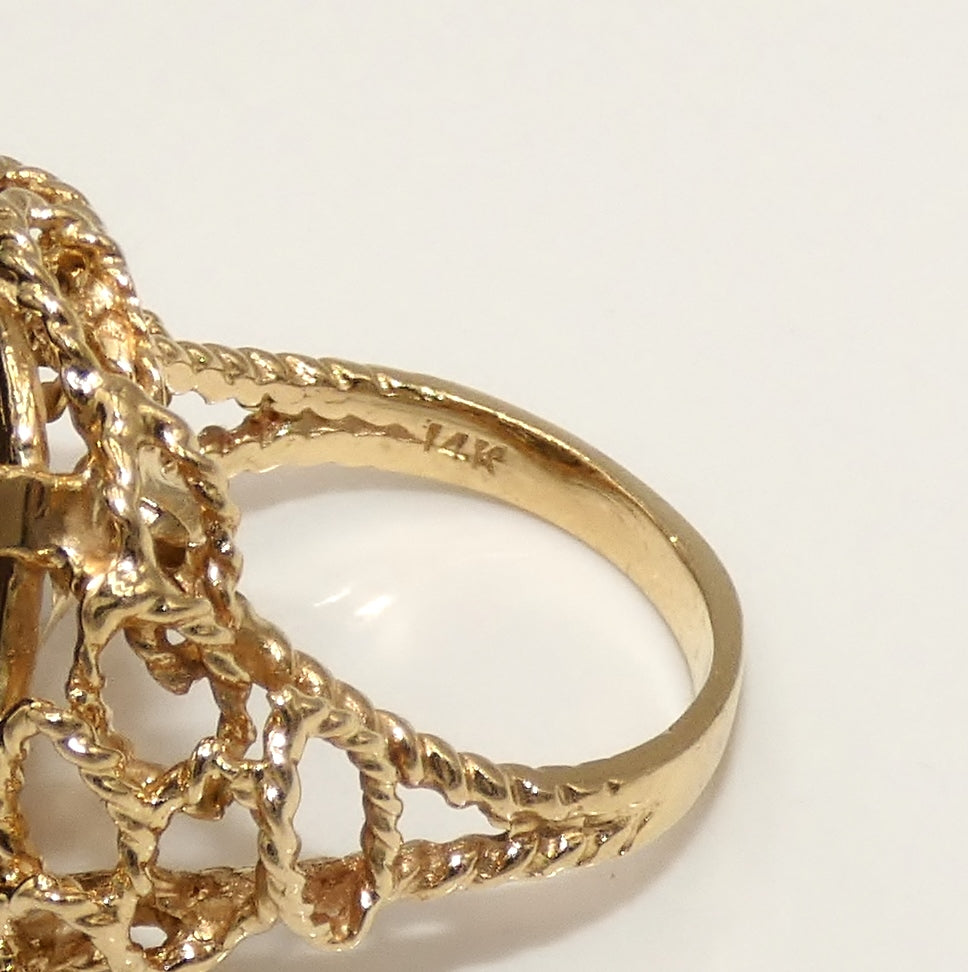 14K Gold Burnt Amethyst Ring