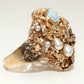 14K Gold Cultured Pearls, Diamonds & Opals Custom Ring