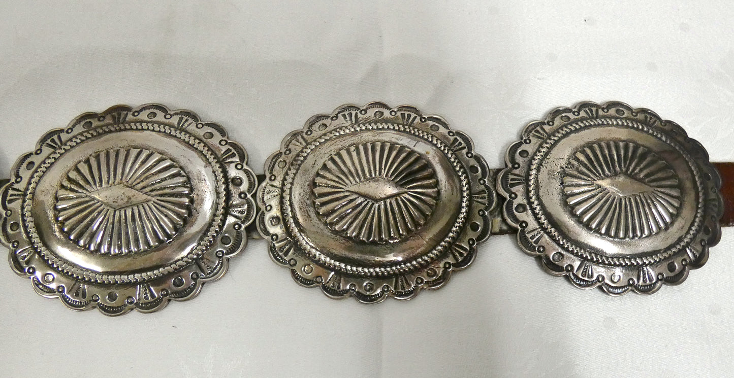 Vintage Sterling Silver Concha Belt