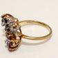 14K Gold Ruby, Sapphires, & Diamond Flower Ring