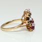14K Gold Ruby, Sapphires, & Diamond Flower Ring