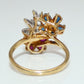 14K Gold Ruby, Sapphires, & Diamond Flower Ring