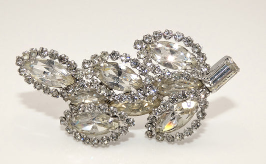 Weiss Leaf Clear Rhinestone Brooch