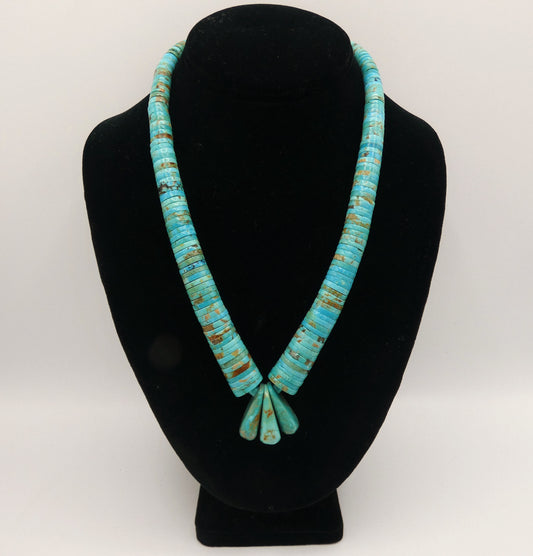 Santa Domingo Heishi Turquoise w/ Drop Necklace