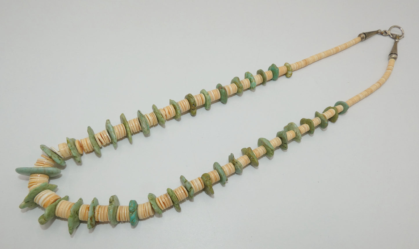 Green Turquoise & Shell Tab Necklace