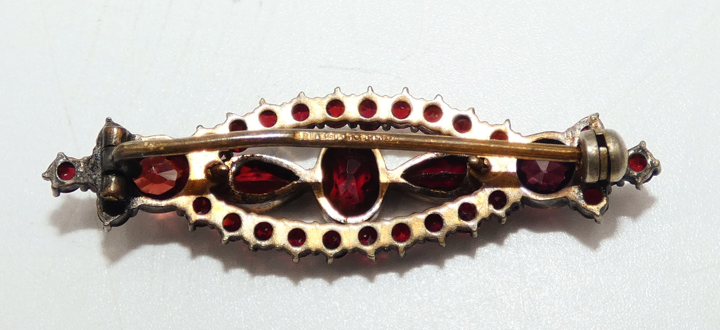 Garnet and Brass Necklace & Pin Set