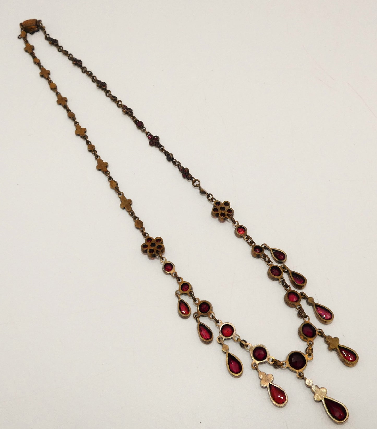 Garnet and Brass Necklace & Pin Set