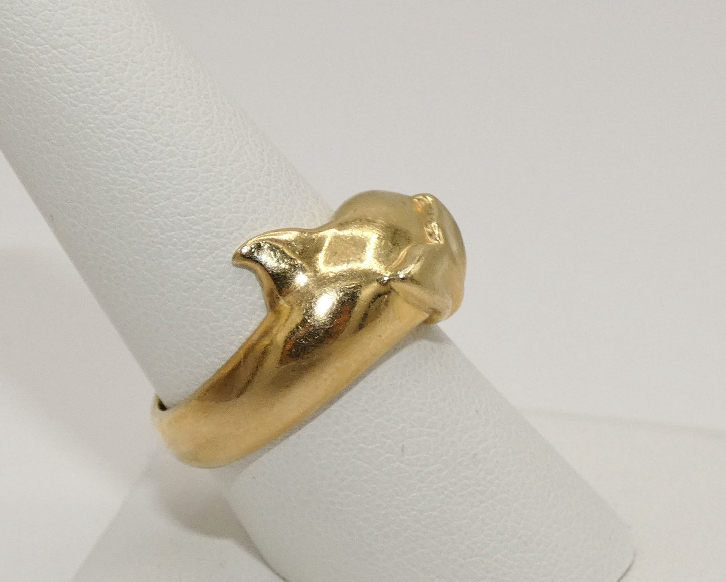 14K Gold Dolphin Ring with Diamond Eye