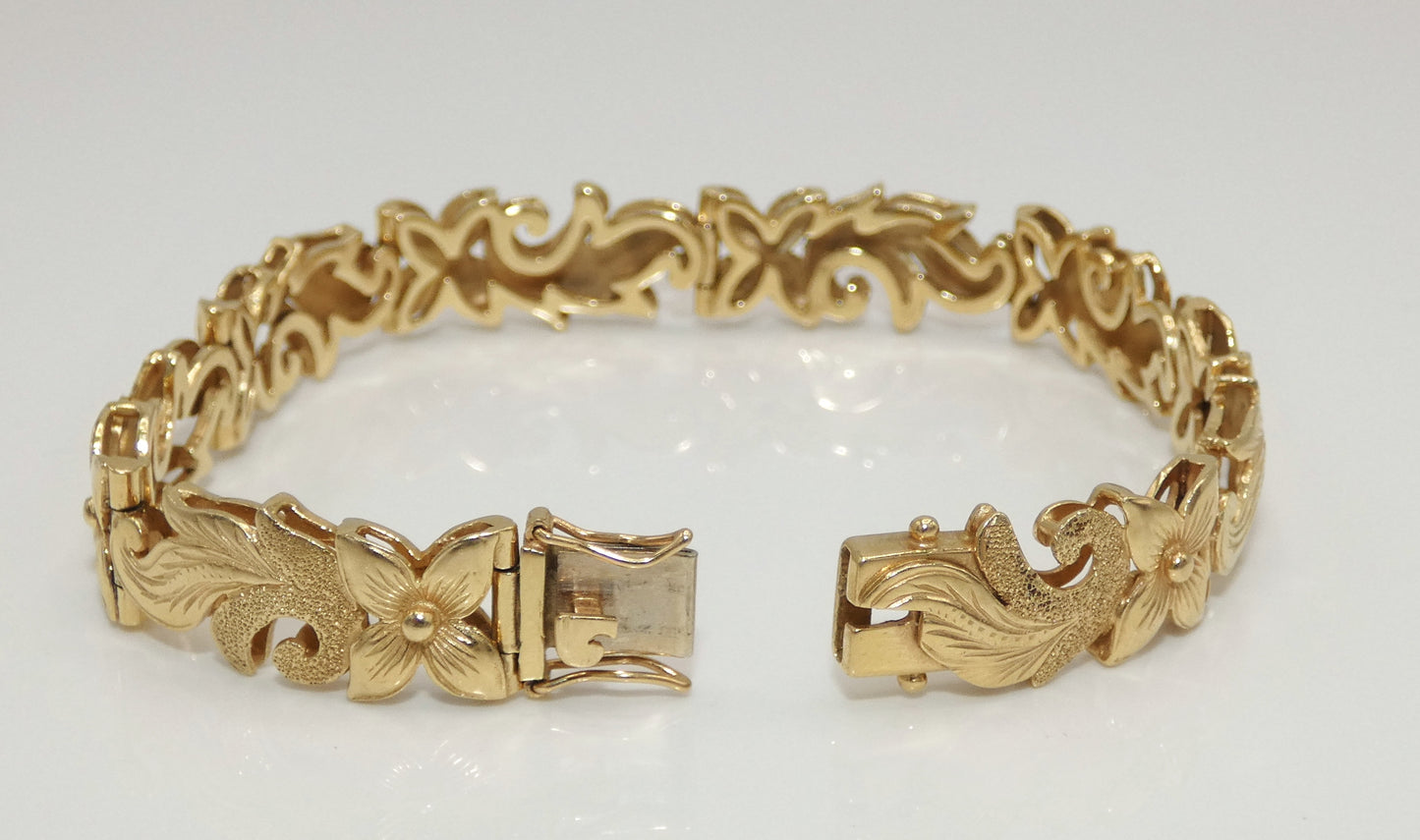 14K Gold Floral Bracelet