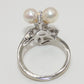 14K White Gold Ring with Cultured Pearls & DIamonds
