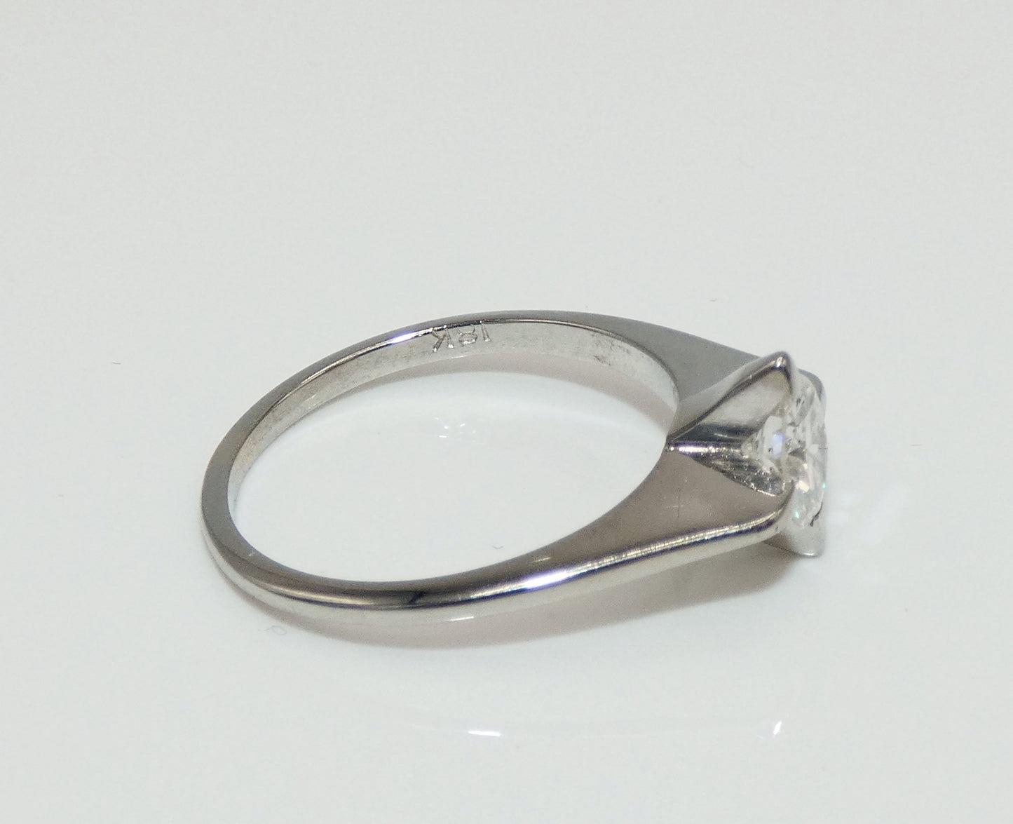 18K White Gold 1/2 C Solitare Mid Century Diamond Ring