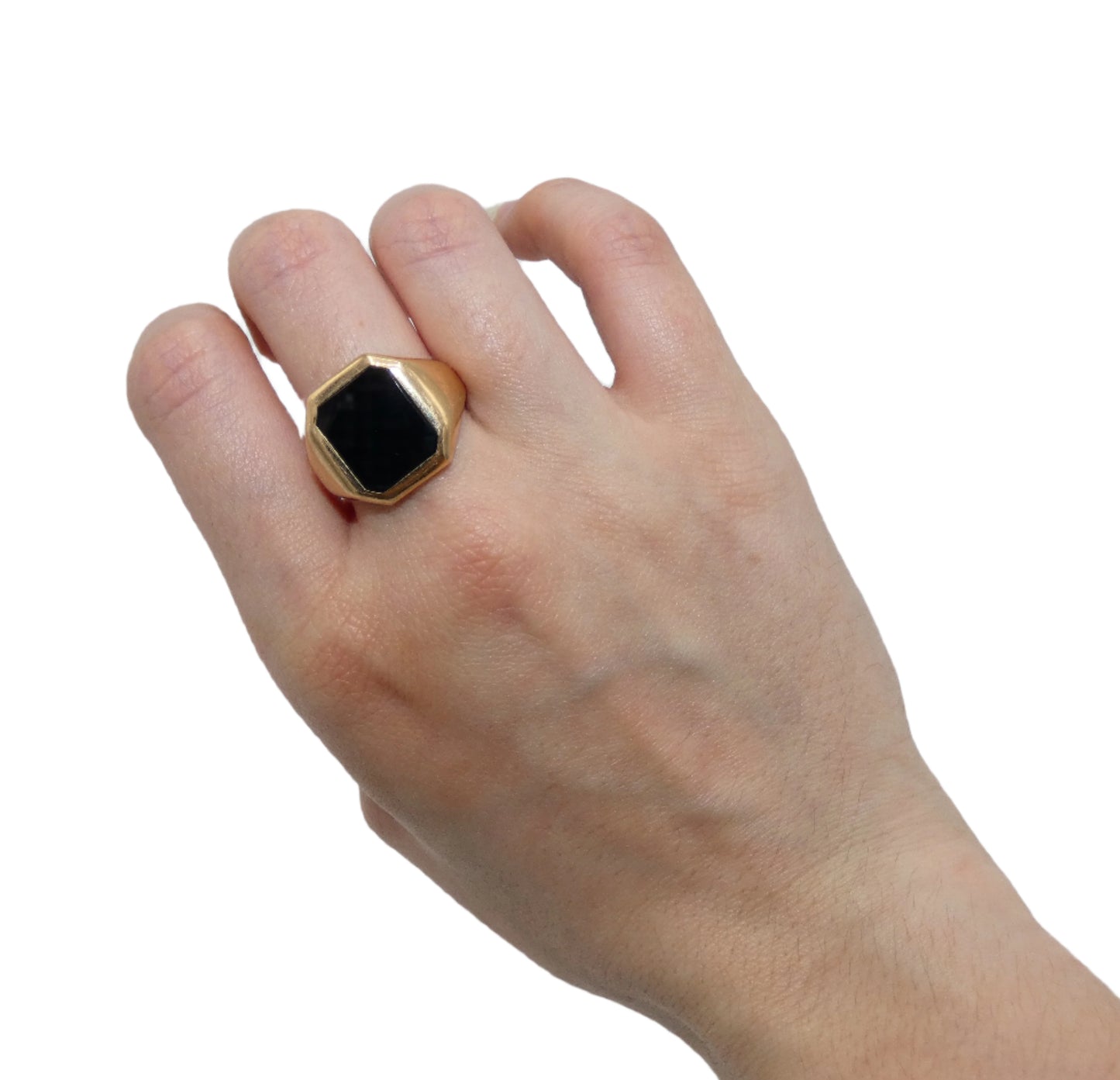14K Gold Onyx 1940's Ring