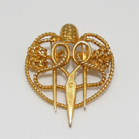 14K Gold Sewing Circle Pin Brooch